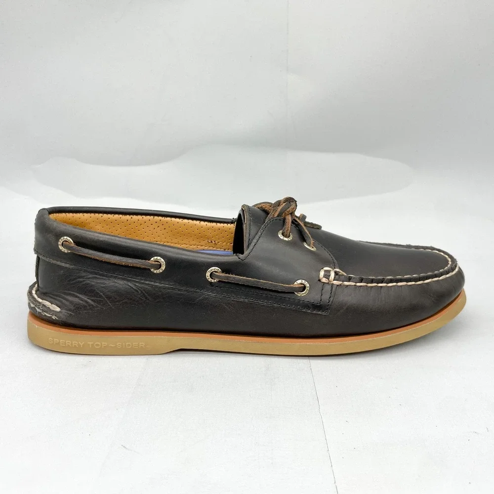 Sperry Gold Cup Authentic Original Boat Shoe Mens 12W Dark Brown Preppy Nautical
